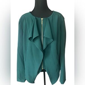 NWT IMAN Green Women's Cropped Jacket Blazer with Gold Zipper
